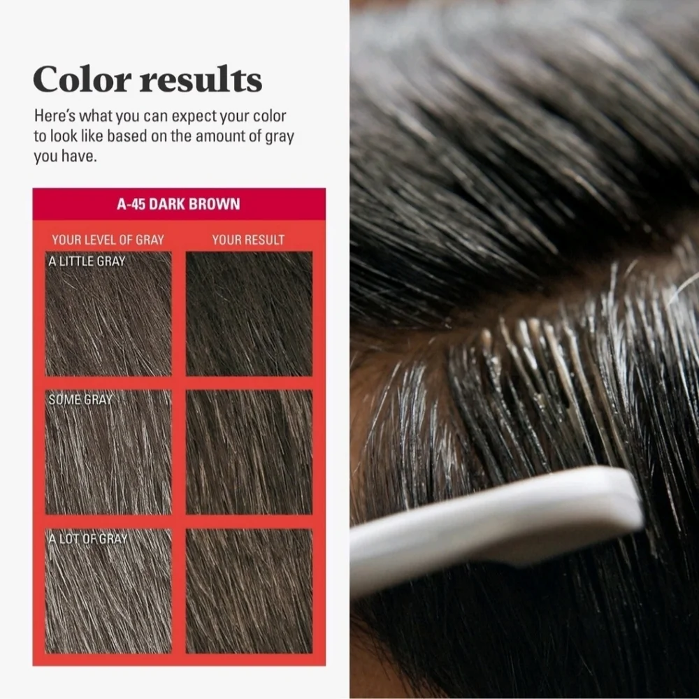 Just For Men Easy Comb-in Color Permanent Hair Dye Gray Coverage Dark Brown A-45
